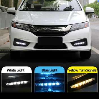 

CSCSNL 2Pcs Day Light LED Daytime Running Light 12V DRL For Honda City 2015 2016 2017 With Yellow Color Turning Signal Lamp