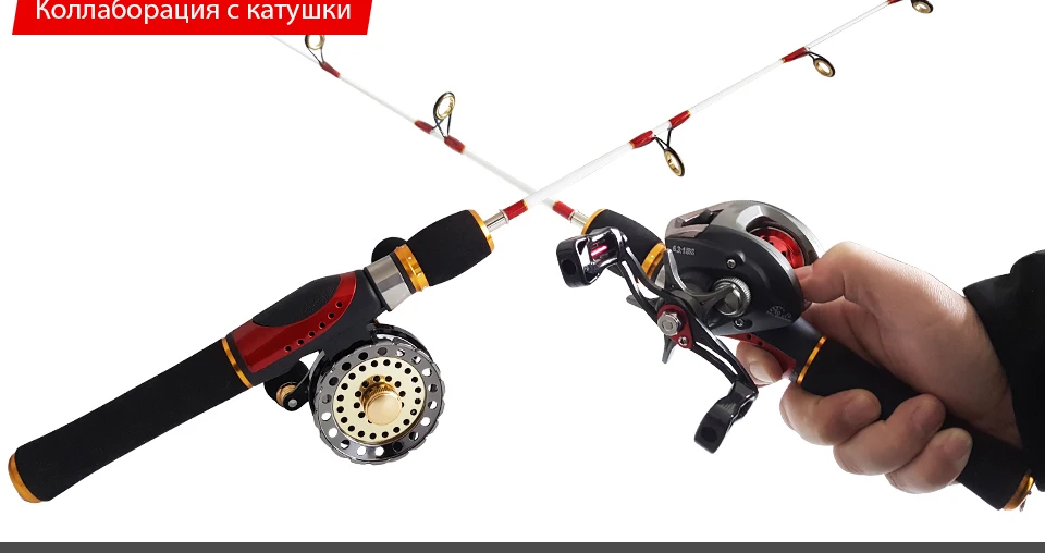 K8356 Mini Ice Fishing Rod Raft Rod Portable Winter Fishing Ice Rods Ultralight EVA Handle Fiberglass Fishing Tackle 55cm 75cm_10