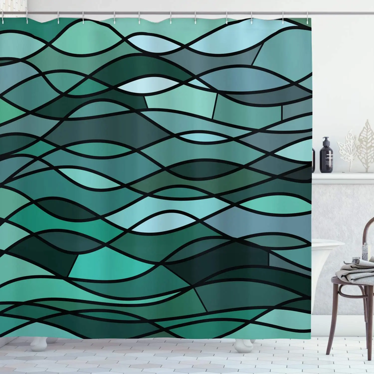 Цвета морской волны для душа Шторы абстрактный мозаика океана вдохновил Expressionist