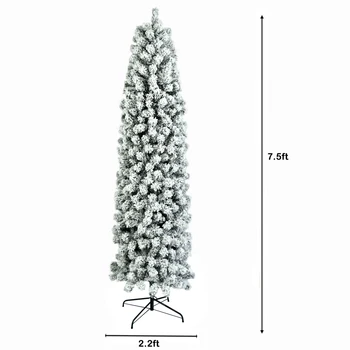 

7.5ft Pencil Flocking Christmas Tree Decoration Santa Tree Party Decoration Figurine Gift