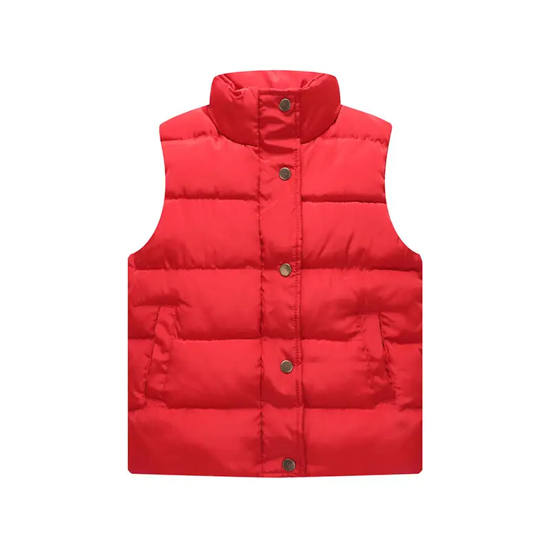 Autumn Winter Warm Baby Vest Children Down Cotton Jackets Thicken Waistcoat 3-8T Solid Color Baby Kids Clothes Stand Collar Coat