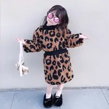 Лидер продаж, леопардовое флисовое платье для девочек утепленные платья для девочек 2-8 лет, PP447
