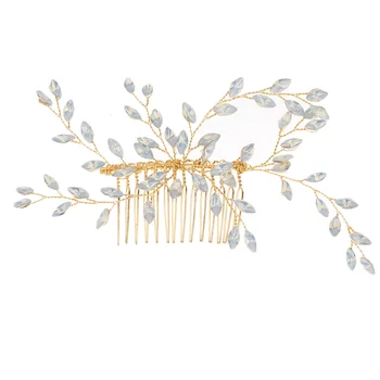 

1pc Elegant Handmade Headwear Imitation Diamond Hair Comb Bridal Hair Inserted Comb for Lady Girl (Sky-blue)