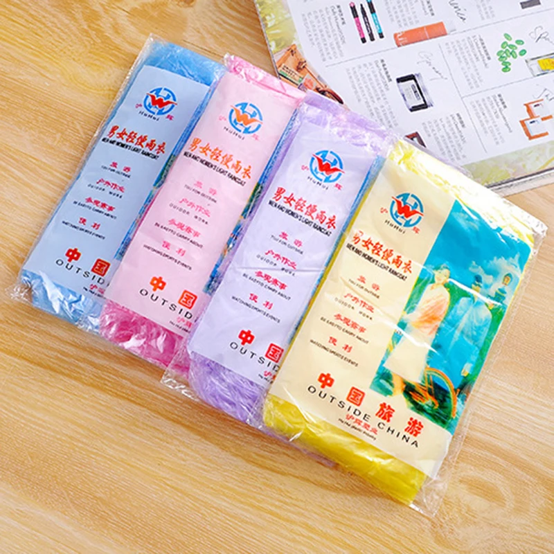 

1/10pcs Disposable Raincoat Adult Emergency Waterproof Hood Poncho Travel Camping Must Rain Coat Unisex Random Color