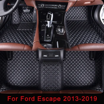 

Hand Craft Car Floor Mats 5D PU Leather Embroidery Plaid Custom Floor Mats For Ford Escape 2013-2019