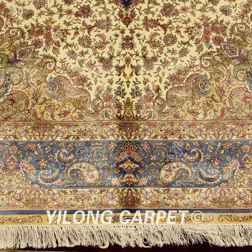 Yilong 6'x9' ручной работы персидские ковры синий Восточный медальон шелковый ковер(ZQG183A