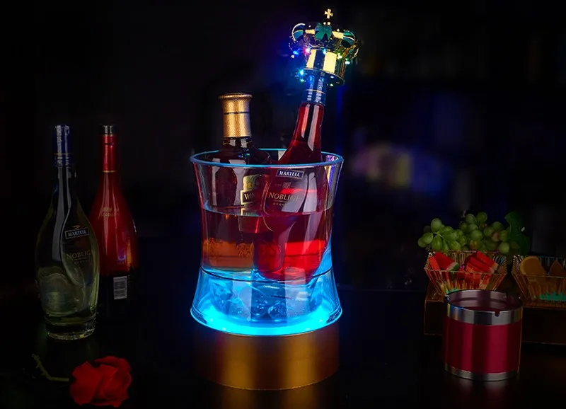 Перезаряжаемый Ведерко для льда, светодиодный RGB светильник, охладитель льда для шампанского, вина, напитков, пива, бара, вечерние инструменты