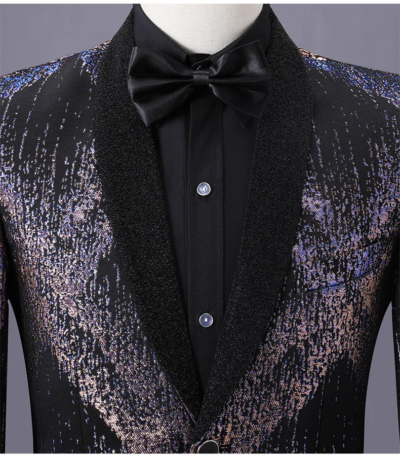New Prom Evening Performance Men's Stage Blazers Bright Wire Tuxedo Male Singer Host Suit Jacket Wedding Groom Formal Dress
