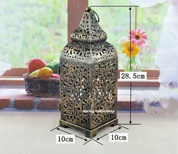 

Vintage Black with Brown Metal Hollow Candle Holder Articles Moroccan European Candlestick Hanging Lantern