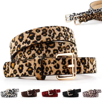 

Cinturones Para Mujer Marron Leopard Pattern Sexy Female Belt Cummerbund Women Horsehair Belt Rose Gold Metal Buckle Hot Women
