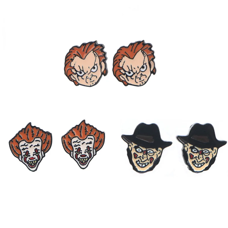 P4195 Dongmanli Child's Play Ghost Studs Earrings For Womens Stainless Steel Pierce Stephen King's It Earrings Jewelry Girls