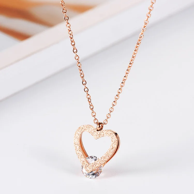 Collar de cadena con dije corazón de oro rosa de 18 quilates gargantilla  collar de corazón de amor para regalo de mujer - AliExpress