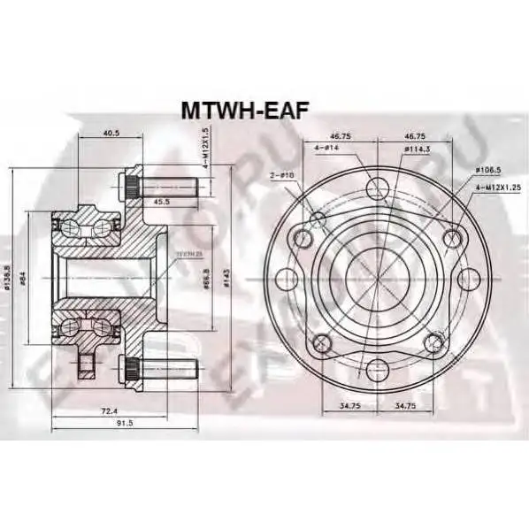 Подшипник ступ.перед.\ Mitsubishi Chariot Grandis N94W 4WD KOYO