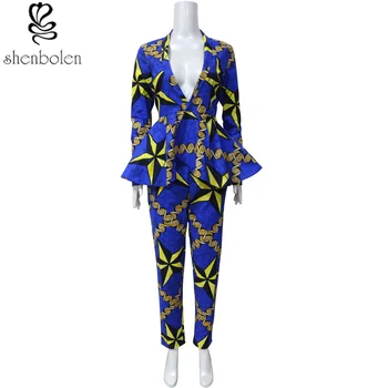 

African clothes for women jacket and pant set fashion suit ankara print material fashion jacket set african traditional clothing