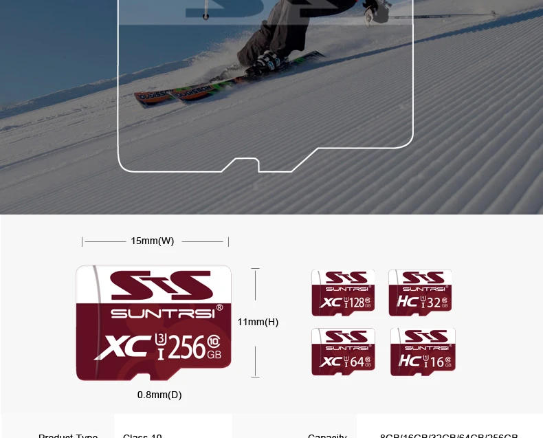 Suntrsi Micro SD карты 256 Гб класс 10 до 95 МБ/с. Microsd 128 ГБ/64 Гб/32 ГБ/16 ГБ, класс скорости 10 до 80 МБ/с. для телефонов камеры