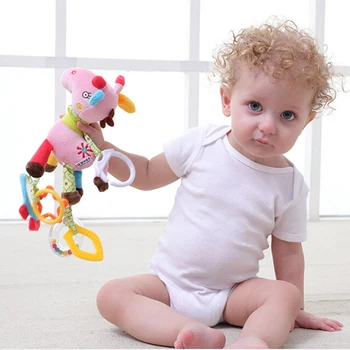 

2019 Lovely Baby Rattles Toy Cute Infant Baby Stroller Bed Crib Hanging Toys Toddler Kids Soft Animal Shaped Plush Teether Toy
