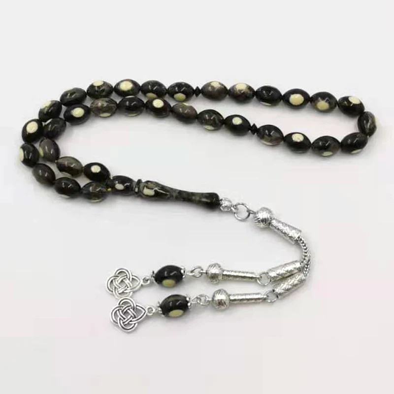 Черная смола Tasbih мужской браслет 33 prayerbeads Исламский подарок для мужчин модные четки Kuwait masbaha дизайн Misbaha Четки - Окраска металла: 33 beads