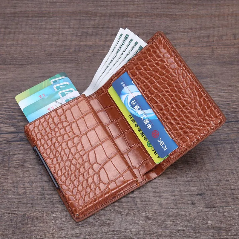 

2019 New Style RFID Blocking Men Credit Card Holder Metal Wallet Business Aluminium Single Box Bank Card Case Purse for Cards