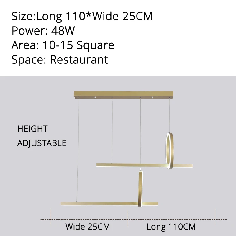 Современные светодиодные подвесные светильники для учебы, столовой, лампы с дистанционным управлением, освещение, блеск золотой оправа кофейного цвета, лампа AC90-260V QIYIMEI - Цвет корпуса: Gold 2ring 48W