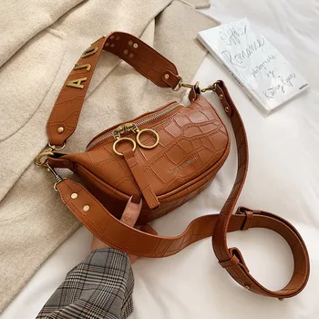 

Textured Crocodile Pattern Shoulder Bag Women's 2020 New Style Wallet Women's Western Style Shoulder Bag Saddle Bag Chest Pack
