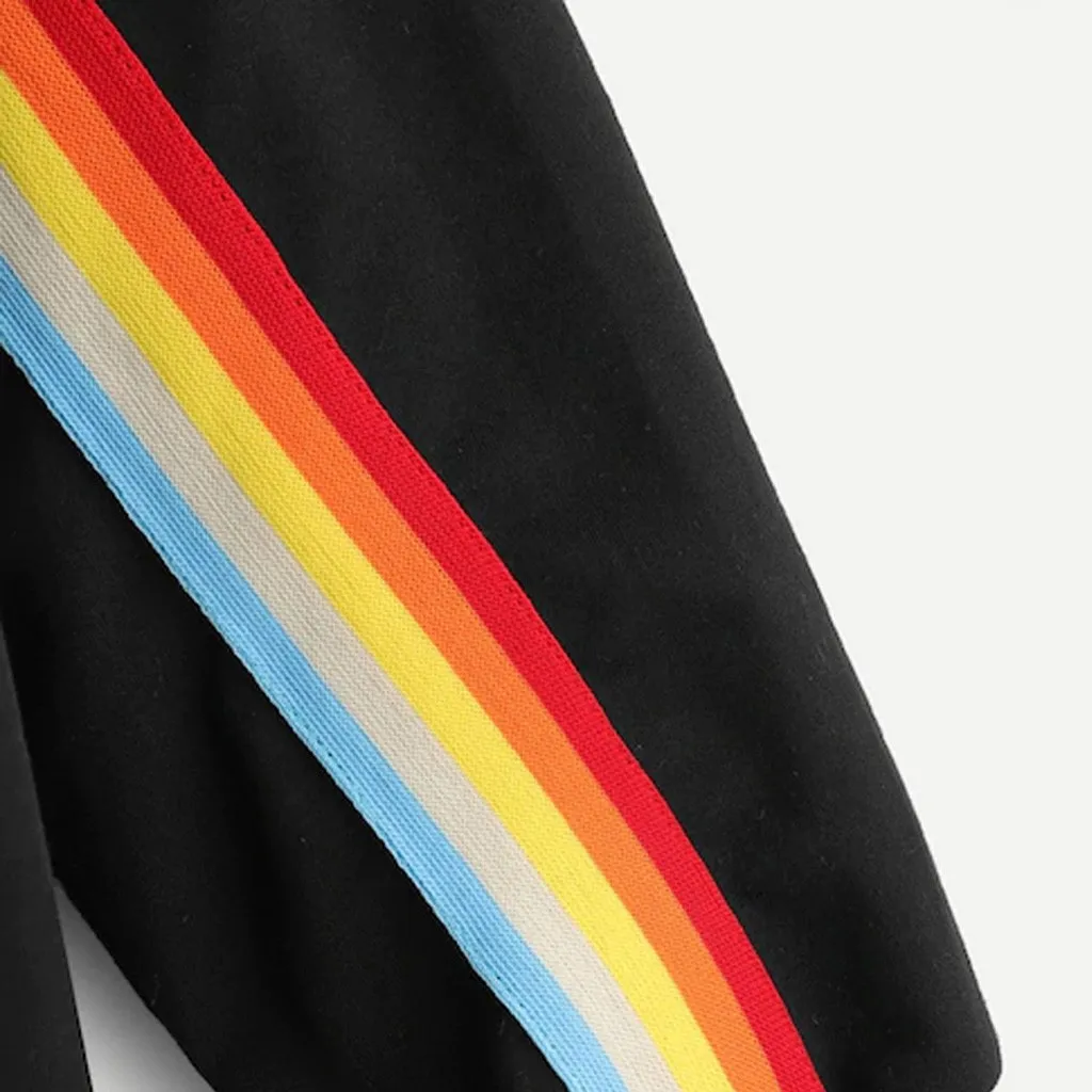 Женская Повседневная Толстовка в полоску с длинным рукавом Harajuku Rainbow Stripes блузка с капюшоном спортивный свитер Топы Pull femme masqué# ZD