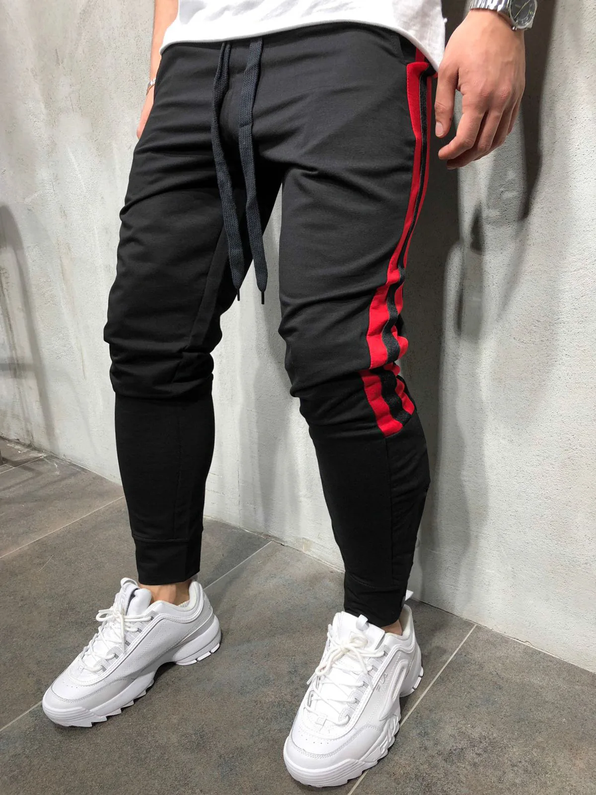 Pantalon Homme мужские спортивные штаны 2019 Новая мода хип-хоп фитнес уличные брюки полосатые штаны для бега на шнурке спортивные штаны