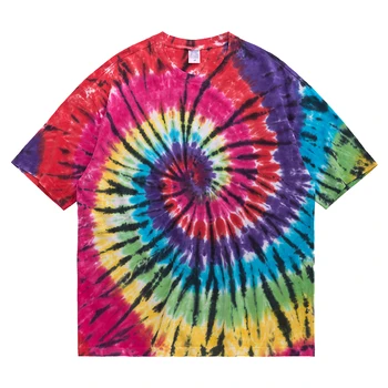

EWQ / men's wear oversize couple hip-hop half sleeve ins colors tie-dye fashion Cotton t-shirt loose big size tops 2020 9Y2055