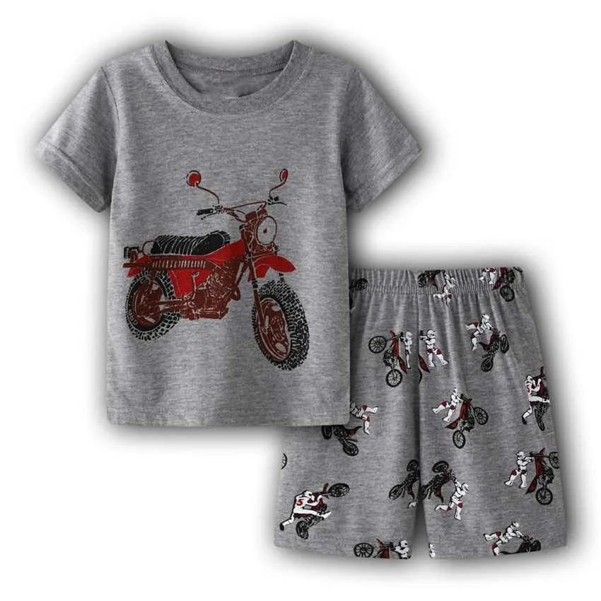 Летние хлопковые пижамы с короткими рукавами для маленьких девочек; детские пижамы; Детские ночные рубашки; одежда для сна; roupas infantis menina; одежда для малышей - Цвет: Розово-красный