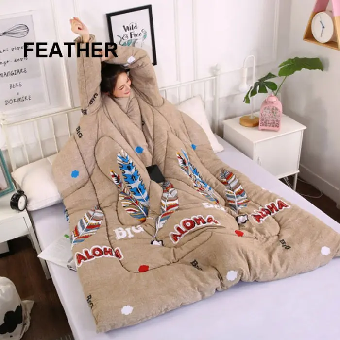 Ленивое носимое спальное одеяло с рукавами толстые теплые зимние домашние постельные принадлежности P7Ding