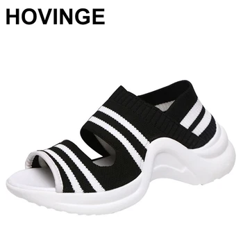 

HOVINGE Platform Sandals Women Thick Heel Casual Shoes Summer Shoes Slip-On Woman Casual Cover Muffin Heel Shoes sandalias mujer