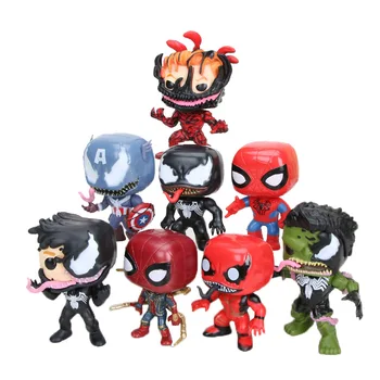 

10cm 8pcs/set the Avengers MARVEL VENOM Iron Man Deadpool carnage hulk Model Figure Collectible Model Toy for Kids Gift