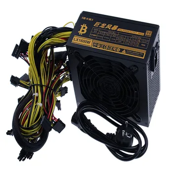 

Miners Power Supply Fan Set 1600W Output Including SATA Port 4P 6P 8P 24P Connectors Use FOR RX470 RX480 RX570 Support 6 GPU