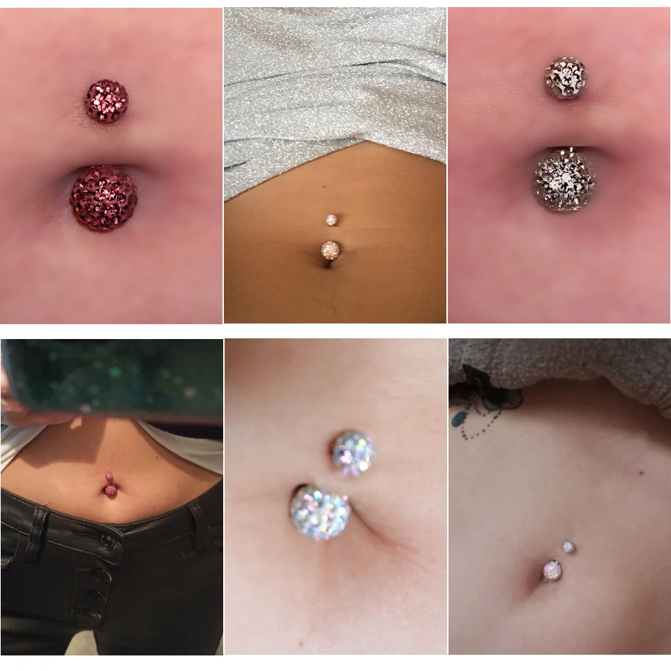 Lot De 5 Piercings De Nombril En Acier Inoxydable - Forme Papillon, Pour Homme Et Femme, Tailles Variées