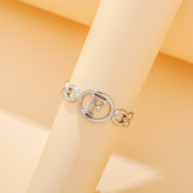 Out A-ZLetter 2Colors Metal Adjustable Opening Ring Initials Name Alphabet Female Party Fashion Jewelry Christmas Present
