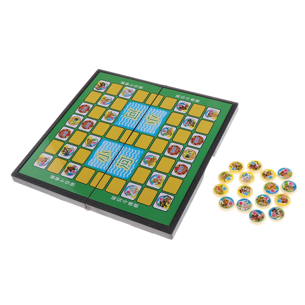 Small Chinese Jungle Animal Chess Foldable Chessboard Kid Entertainment Game