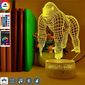 

Dolittle Animals King Kong Gorilla Smart Phone Control Led Night Light for Children Bedroom Decoration Study Prize 3d Table Lamp