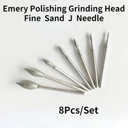 Emery – ensemble de têtes de meulage, 400 à 1200 mailles, sable fin, aiguille en J, Jujube, noyau d'olive, diamant 