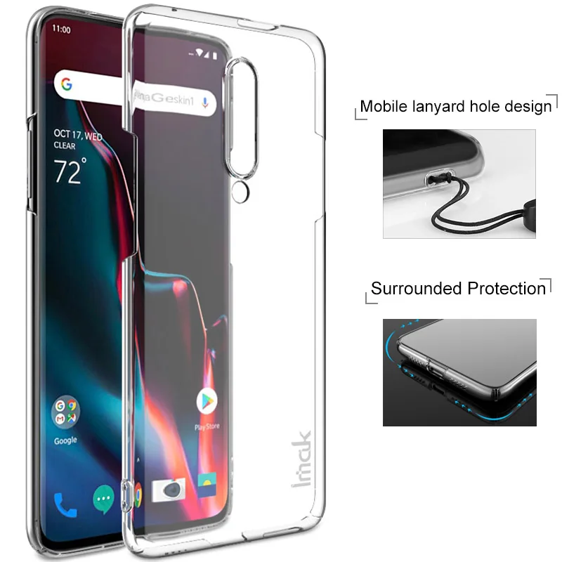 IMAK Прозрачный чехол Прочный ПК Жесткий Чехол для Oneplus 1 + 7 Pro 6 Т-образной крышкой