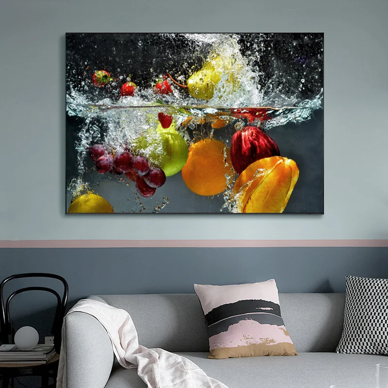 Холст для живописи Wall Art плакат свежие фрукты и овощи в воде Плакаты печать