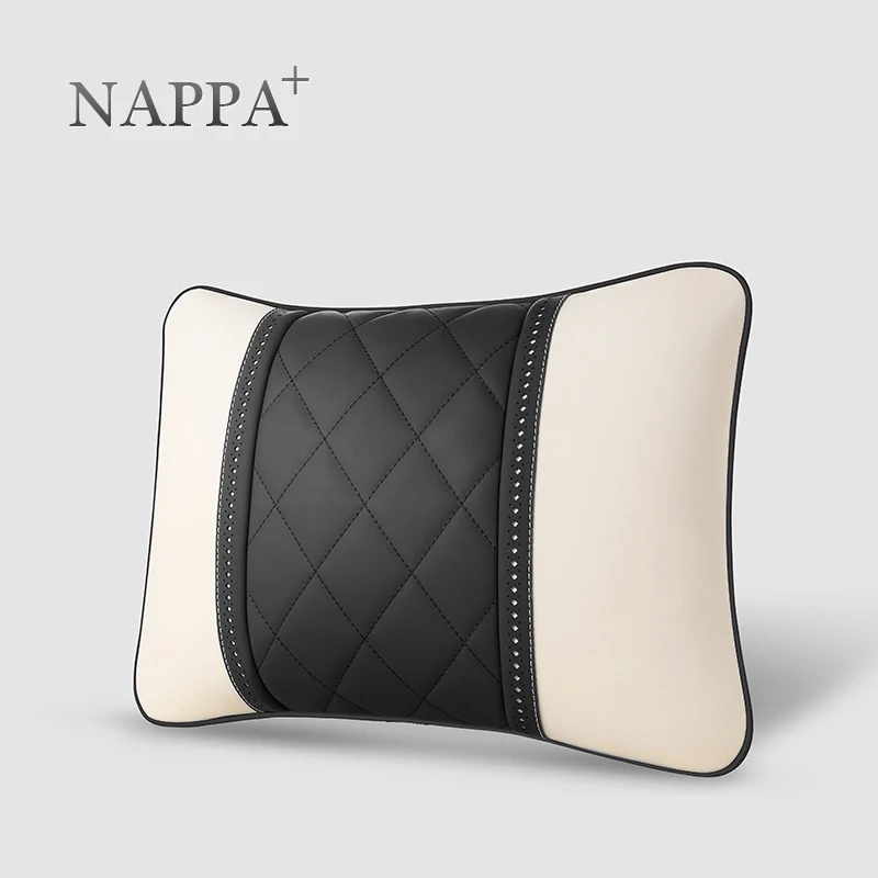 

Universal Car headrest head seat Cushion neck pillow rest Nappa leather Cover For Auto Travel Lumbar Support Car Lumbar Pillow