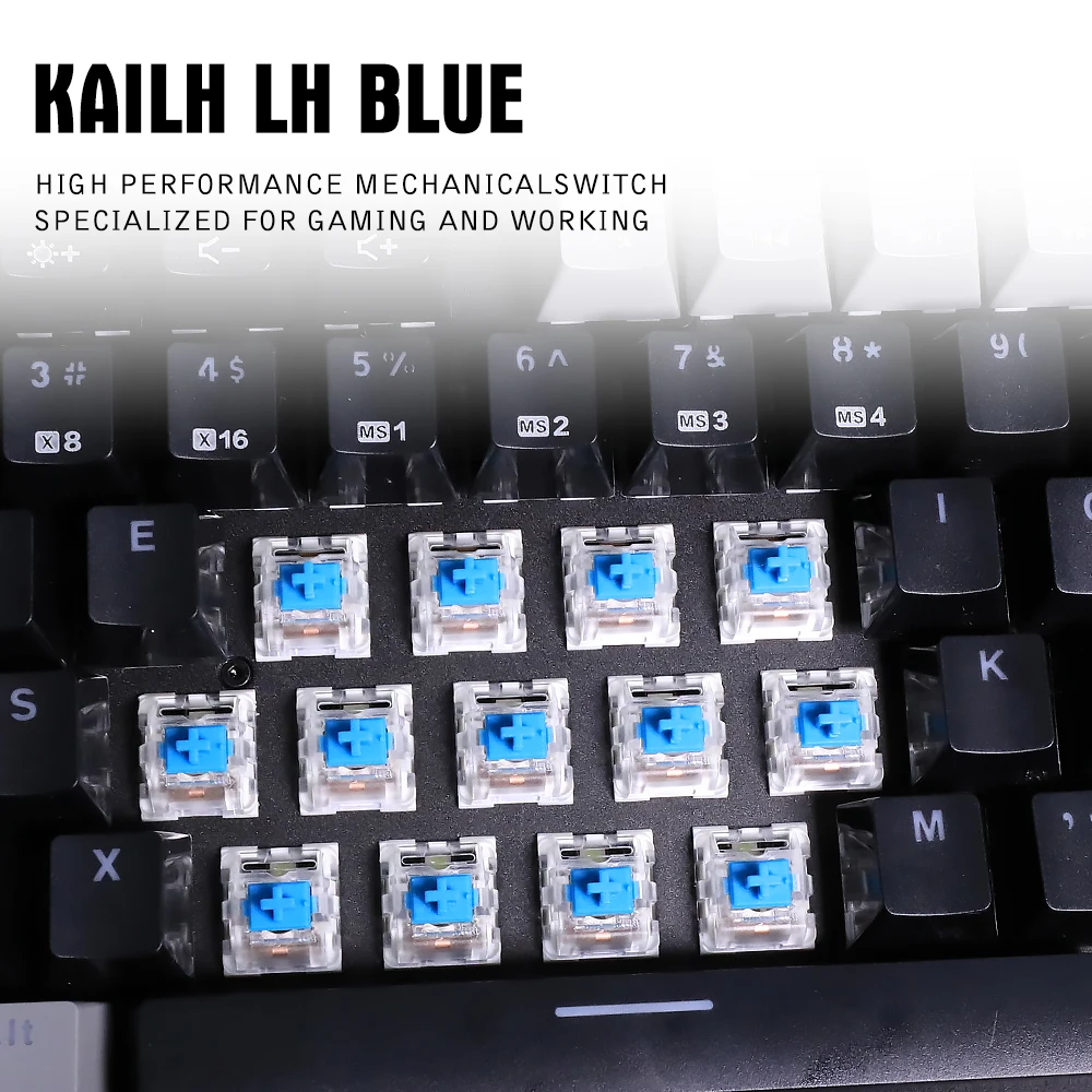 Механическая игровая клавиатура HEXGEARS GK706B с голубыми переключателями Kailh MX