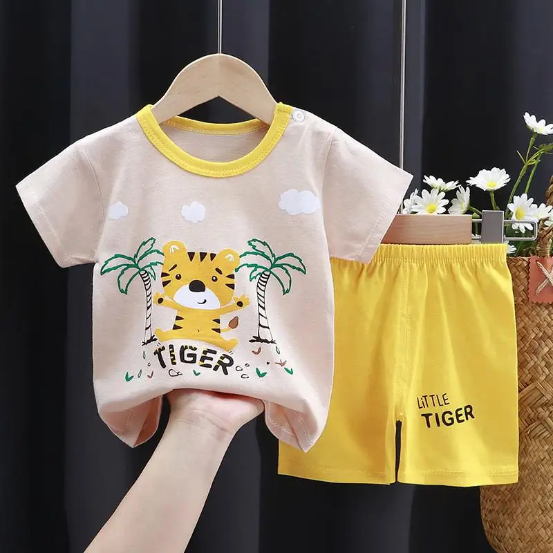 0 1 2 3 Year Old Kids Wear Summer Baby Girls Outfits Printed Cartoon Toddler 2pcs Set 100% Cotton Children Short Sleeve Suits Baby Clothing Set best of sale Baby Clothing Set