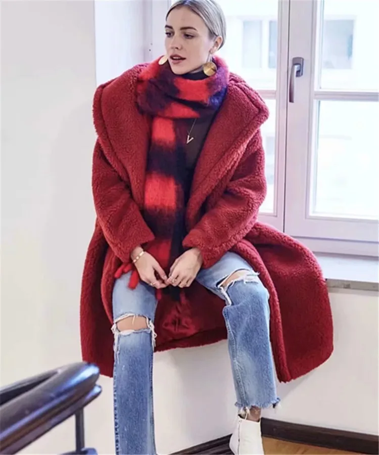 

2019 New Style Europe And America Lambs Wool Mid-length Overcoat Autumn & Winter Warm Cotton-padded Clothes 851-9119