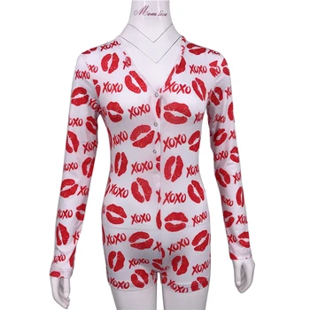 

2020 New Hot Sale Women Jumpsuit Sexy V Neck Cartoon Printed Long Sleeve Jumpsuit Playsuit Pajama Sleepwear 5 Styles
