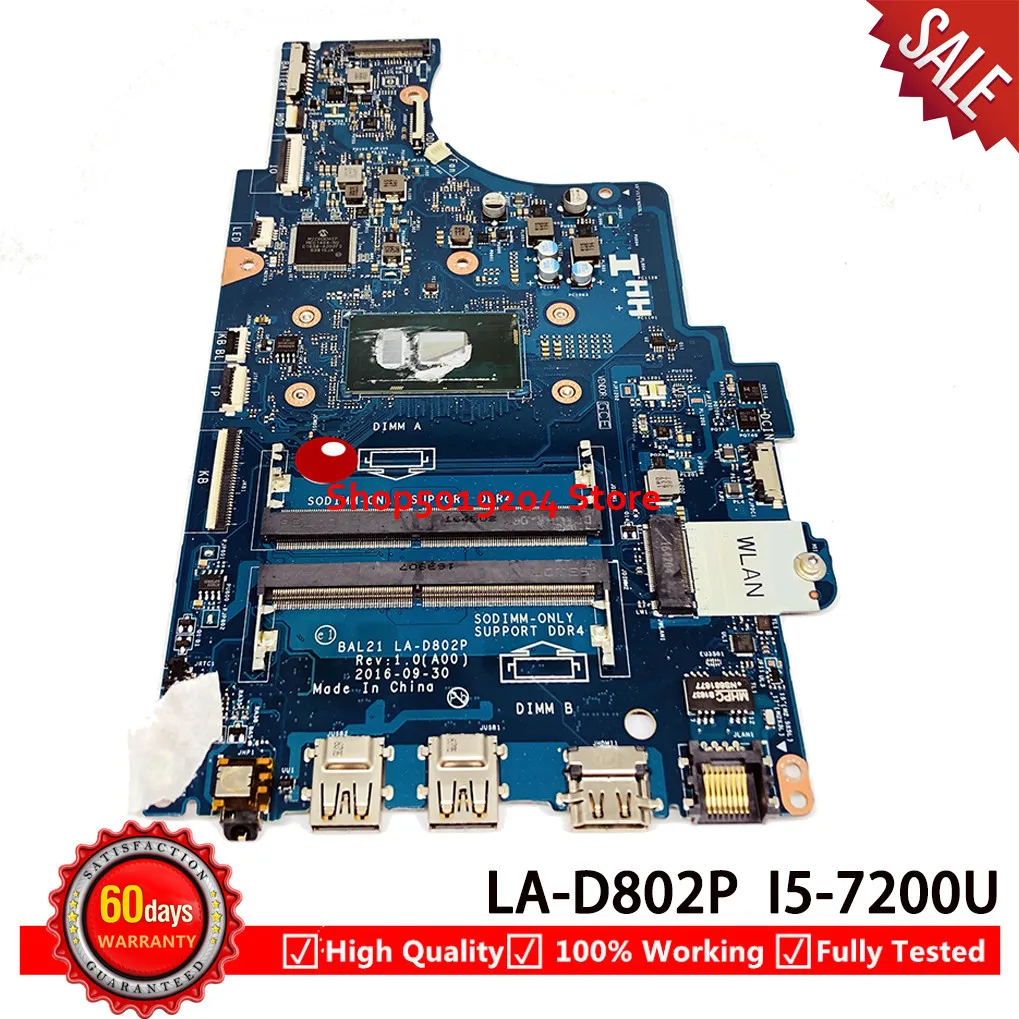 

FOR DELL Inspiron 15 5567 5767 Laptop Motherboard With i5-7200U DDR4 CN-0DG5G3 0DG5G3 DG5G3 Mainboard BAL21 LA-D802P