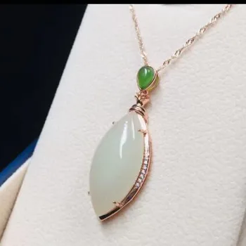 

Natural Chinese HeTian White Jade Water Drop Pendant Beautiful 925 Silver Necklace Fashion Charm Jewelry For Men Women Gifts