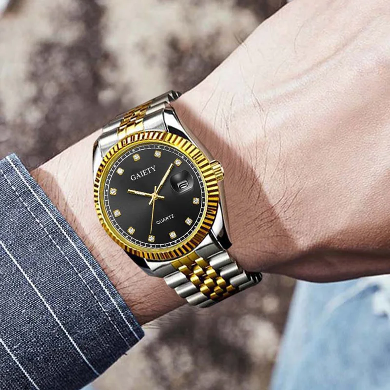 

Luxury Diamond Men Watch 2019 Top Brand Fashion Men's Quartz Rolexable Watch Man Stainless Steel Waterproof Calendar Clock Male