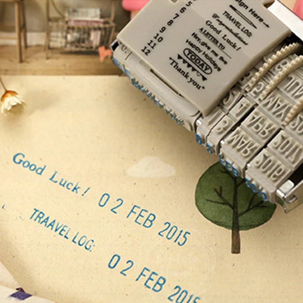 DIY Vintage Retro Plastic Metal Words and Date Stamps Wheel Rubber Dater Stamp Stationery For Photo Notebooks