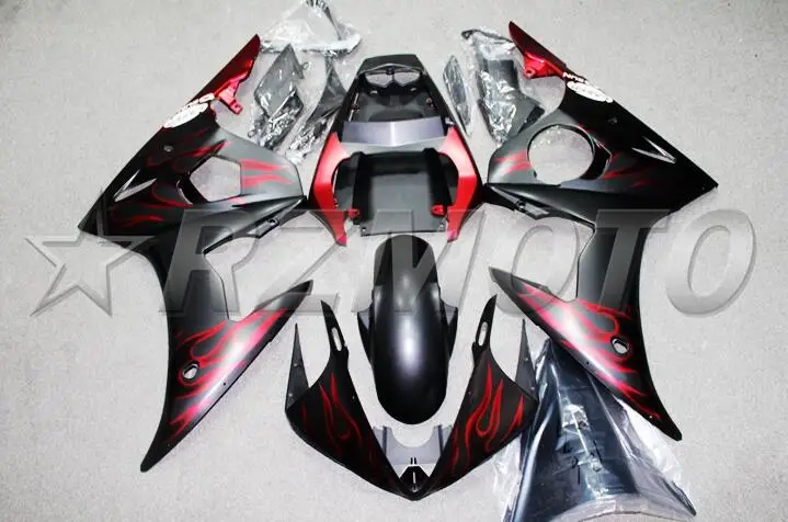 3 бесплатные подарки ABS обтекатель комплект подходит для YAMAHA YZF-R6 2003 2004 2005 R6 03 04 05 Обтекатели на заказ черный красный пламя матовый