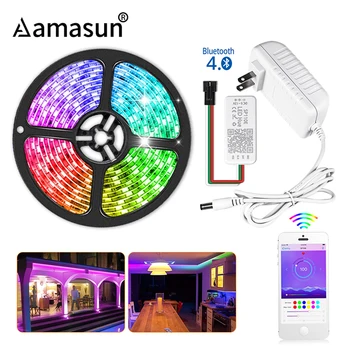 

WS2811 5050 SMD RGB LED Strip Light 12V Ribbon Smart APP Bluetooth Controller 60leds/m 1-5M Individually Addressable Diode Tape